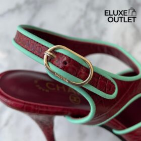 Slingbacks Burgund/Grün 9.5 cm