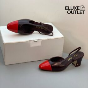 Slingbacks Braun/Rot 9 cm