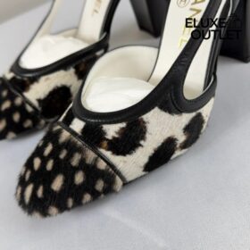 Slingbacks Weiß/Schwarz 9 cm