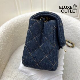 Mini Classic Handtasche Denim Dunkelblau/Gold 20 cm