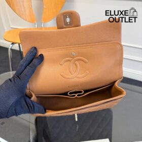 Klassische Double-Flap in Gold/Beige 25 cm