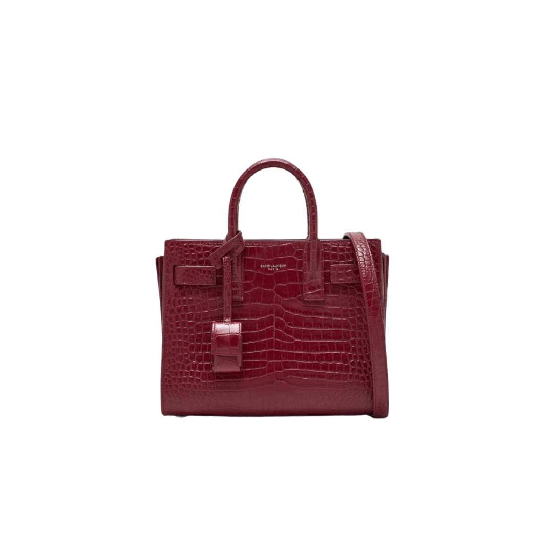 Nano Sac De Jour Baby Croc Burgundy 22 cm