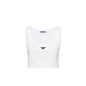 Kurzes Jersey-Top Weiß