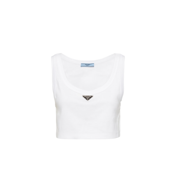 Kurzes Jersey-Top Weiß
