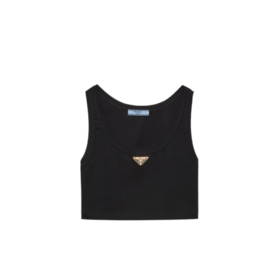 Kurzes Jersey-Top Schwarz