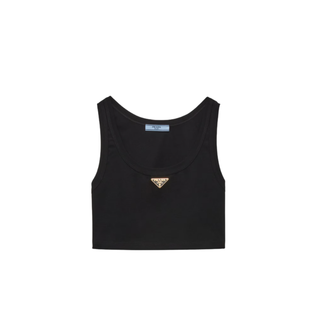 Kurzes Jersey-Top Schwarz