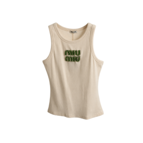 Jersey-Top Beige/Farngrün