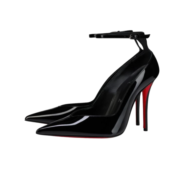 80 mm Strappy pumps Patent Calf Leather Schwarz