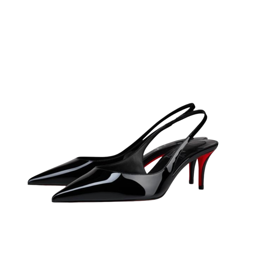 60 mm Slingback Pumps Patent Calf Leather Schwarz