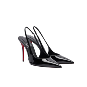 100 mm Slingback-Pumps aus Patentkalbsleder in Schwarz