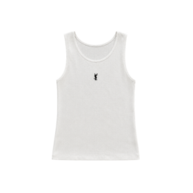 Cassandre geripptes Tanktop aus Baumwolle Weiß