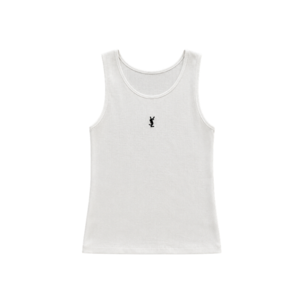 Cassandre geripptes Tanktop aus Baumwolle Weiß
