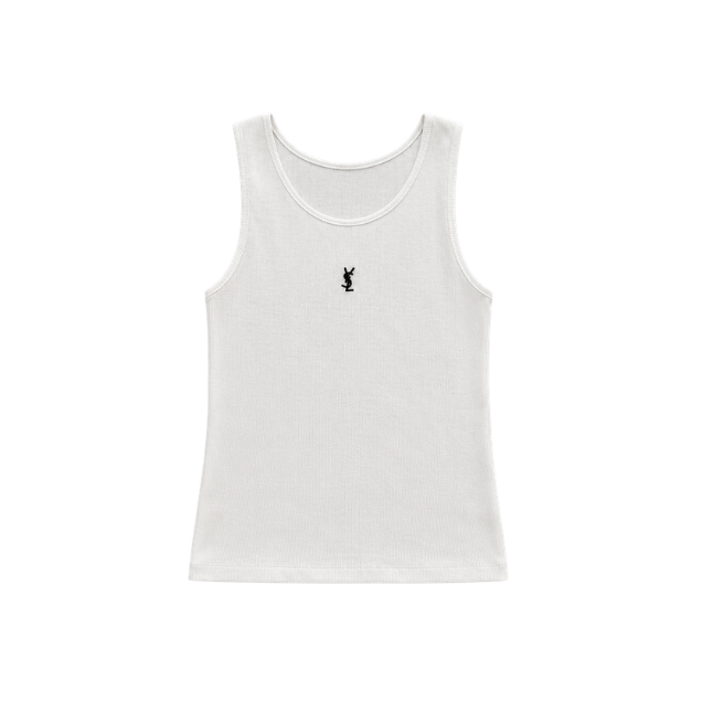 Cassandre geripptes Tanktop aus Baumwolle Weiß