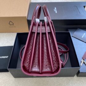 Nano Sac De Jour Baby Croc Burgundy 22 cm