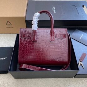 Nano Sac De Jour Baby Croc Burgundy 22 cm