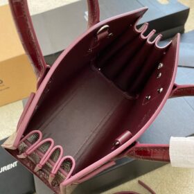 Nano Sac De Jour Baby Croc Burgundy 22 cm