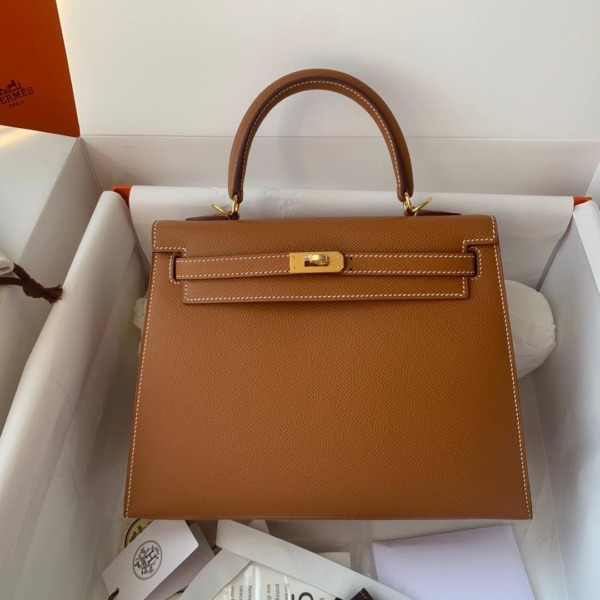 Kelly Epsom 25 Braun/Gold