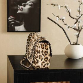 Leopard Leather Flap 33 cm