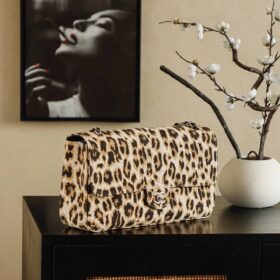 Leopard Leather Flap 33 cm
