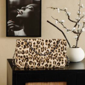 Leopard Leather Flap 33 cm