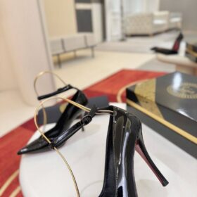 80 mm Strappy pumps Patent Calf Leather Schwarz