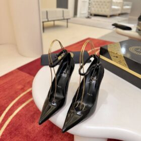 80 mm Strappy pumps Patent Calf Leather Schwarz