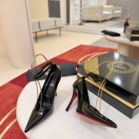 80 mm Strappy pumps Patent Calf Leather Schwarz
