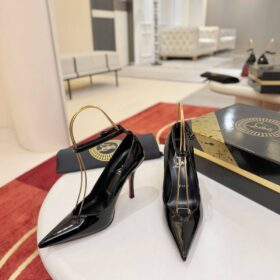 80 mm Strappy pumps Patent Calf Leather Schwarz