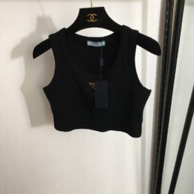 Kurzes Jersey-Top Schwarz