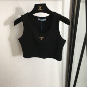 Kurzes Jersey-Top Schwarz