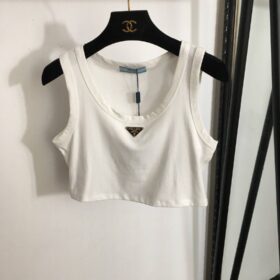 Kurzes Jersey-Top Weiß