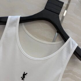 Cassandre geripptes Tanktop aus Baumwolle Weiß