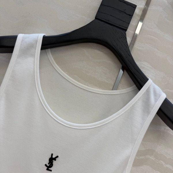 Cassandre geripptes Tanktop aus Baumwolle Weiß