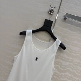 Cassandre geripptes Tanktop aus Baumwolle Weiß
