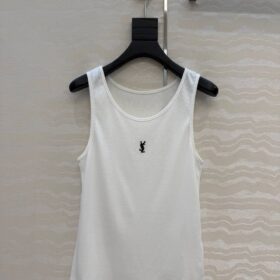 Cassandre geripptes Tanktop aus Baumwolle Weiß
