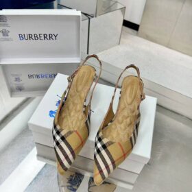 Check Dame Slingback Pumps​ Sandbeige