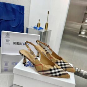 Check Dame Slingback Pumps​ Sandbeige