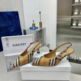 Check Dame Slingback Pumps​ Sandbeige
