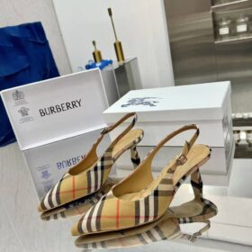 Check Dame Slingback Pumps​ Sandbeige