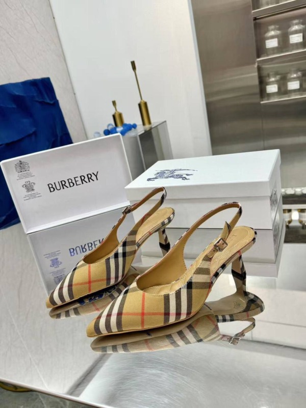 Check Dame Slingback Pumps​ Sandbeige