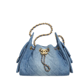 25 Mini Verwaschener Denim / Gold 20 cm