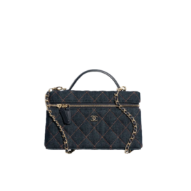 Klassische Kosmetikkette Denim/Gold 17 cm