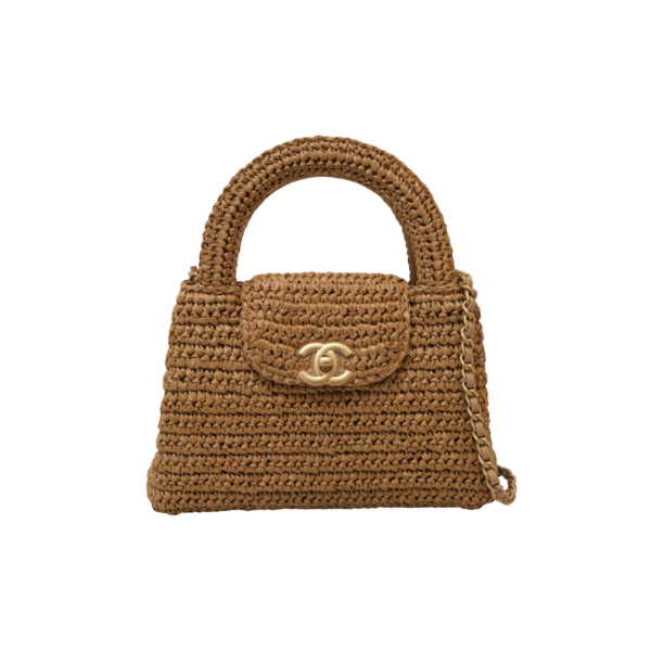Raffia Nano Kelly Flap Bag – Braun