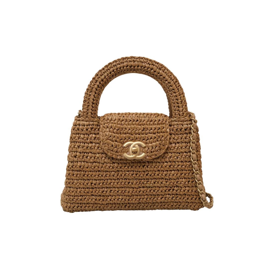 Raffia Nano Kelly Flap Bag – Braun