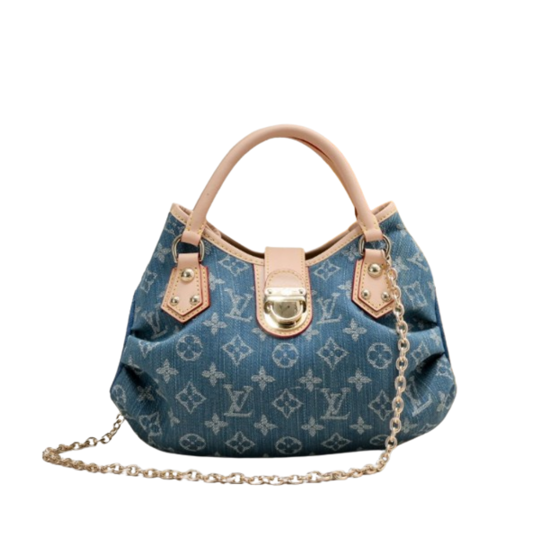 Pleaty Denim Blau Monogram 26 cm