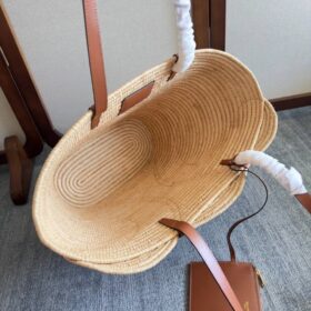Classic Panier Small Triomphe aus geflochtenem Raffia und Kalbsleder 47cm