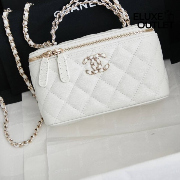 Langer Waschtisch mit Kette Weiß 17cm