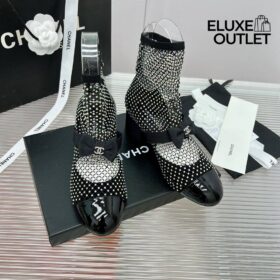 Resille Mary Jane Schwarze Mesh/ Kristalle 5.5 cm