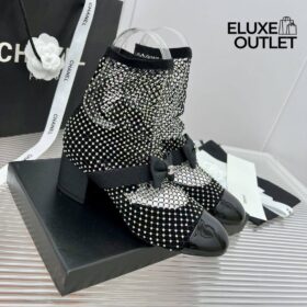 Resille Mary Jane Schwarze Mesh/ Kristalle 5.5 cm
