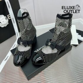 Resille Mary Jane Schwarze Mesh/ Kristalle 5.5 cm